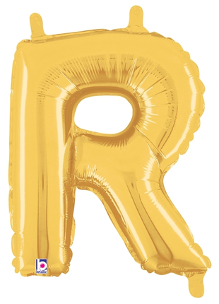 14in Betallic Air-Filled Gold Letter R Balloon - Joker Party Supply
