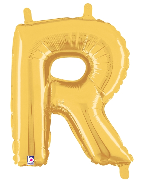14in Betallic Air-Filled Gold Letter R Balloon - Joker Party Supply