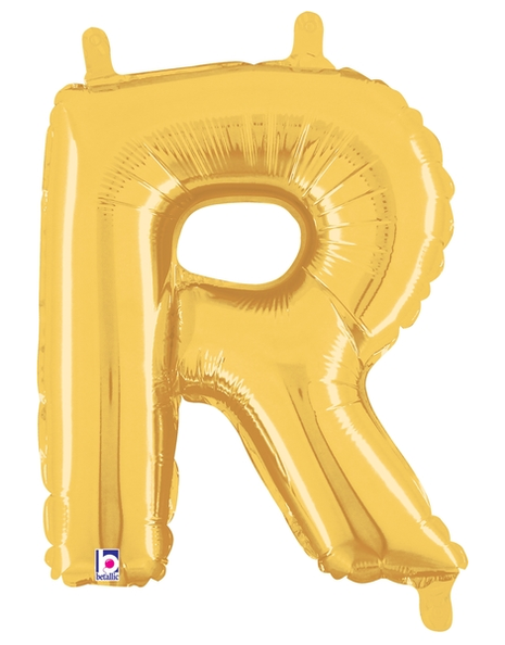 14in Betallic Air-Filled Gold Letter R Balloon - Joker Party Supply