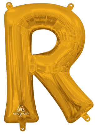 16in Anagram Air-Filled Gold Letter R Balloon - Joker Party Supply