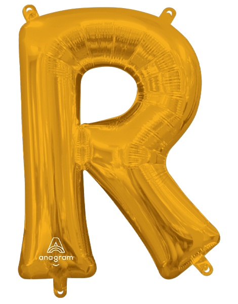16in Anagram Air-Filled Gold Letter R Balloon - Joker Party Supply