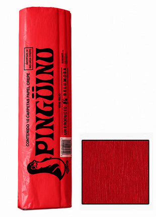 Pinguino Papel Crepe/Crepe Paper Rojo Navidad 10 Ojas/10 Sheets