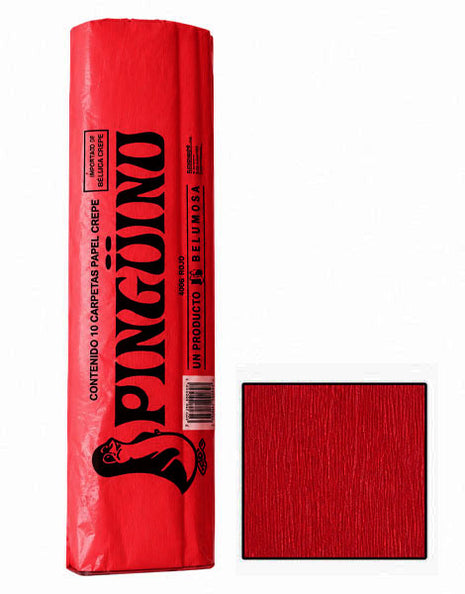 Pinguino Papel Crepe/Crepe Paper Rojo Navidad 10 Ojas/10 Sheets
