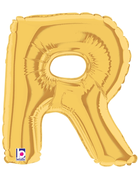 34in Betallic Gold Letter R Megaloons - Joker Party Supply