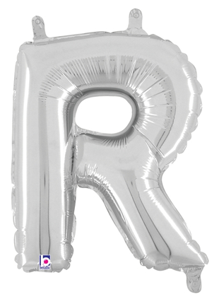 14in Betallic Air-Filled Silver Letter R Balloon - Joker Party Supply