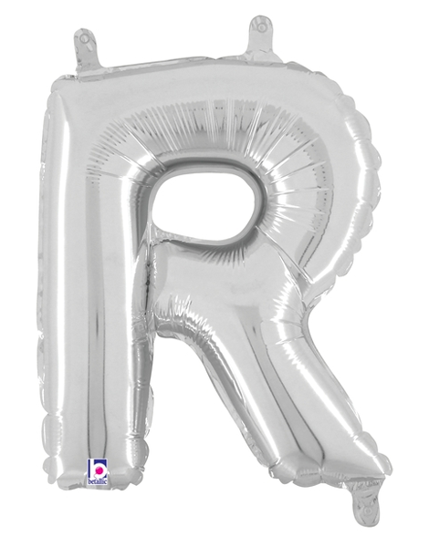 14in Betallic Air-Filled Silver Letter R Balloon - Joker Party Supply