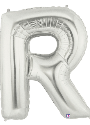 34in Betallic Silver Letter R Megaloons - Joker Party Supply
