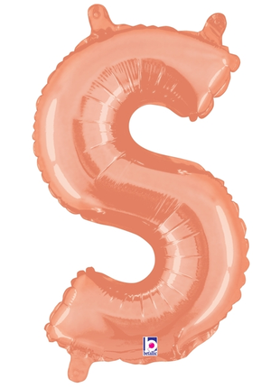 14in Betallic Air-Filled Rose Gold Letter S Balloon - Joker Party Supply