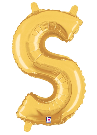 14in Betallic Air-Filled Gold Letter S Balloon - Joker Party Supply