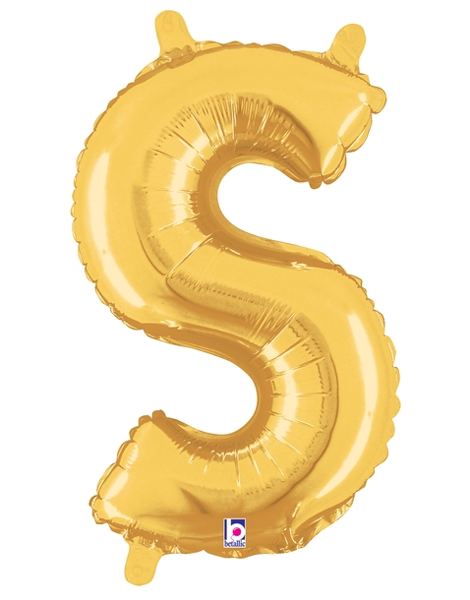 14in Betallic Air-Filled Gold Letter S Balloon - Joker Party Supply