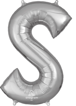34in Anagram Silver Letter S Balloon - Joker Party Supply