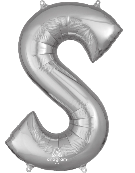 34in Anagram Silver Letter S Balloon - Joker Party Supply