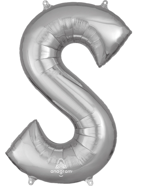 34in Anagram Silver Letter S Balloon - Joker Party Supply