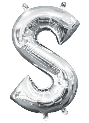 16in Anagram Air-Filled Silver Letter S Balloon - Joker Party Supply