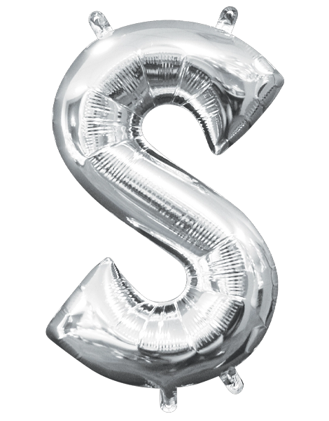 16in Anagram Air-Filled Silver Letter S Balloon - Joker Party Supply
