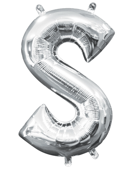 16in Anagram Air-Filled Silver Letter S Balloon - Joker Party Supply
