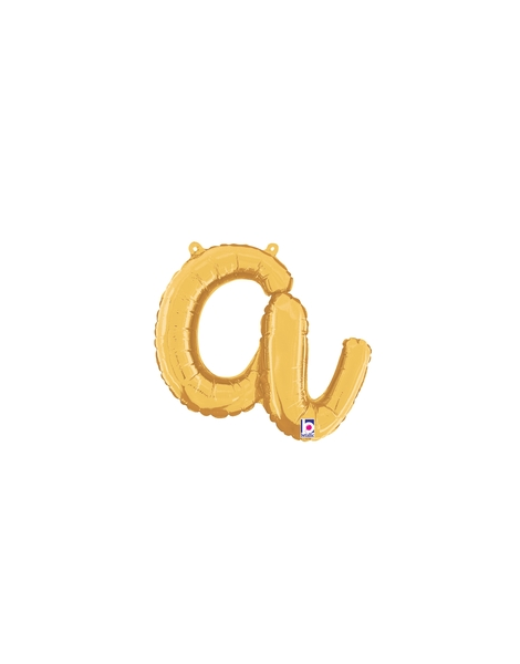 14in Betallic Air-Filled Gold Script Letter a Balloon - Joker Party Supply