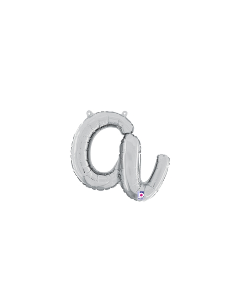 14in Betallic Air-Filled Silver Script Letter a Balloon - Joker Party Supply