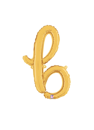 14in Betallic Air-Filled Gold Script Letter b Balloon - Joker Party Supply