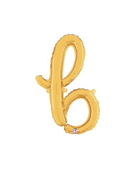 14in Betallic Air-Filled Gold Script Letter b Balloon - Joker Party Supply