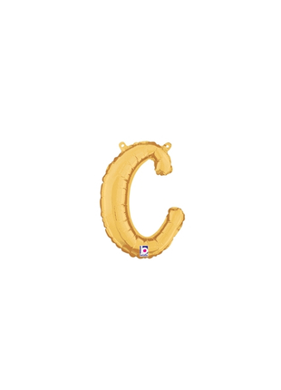 14in Betallic Air-Filled Gold Script Letter c Balloon - Joker Party Supply