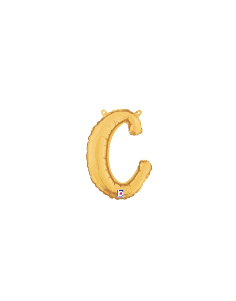14in Betallic Air-Filled Gold Script Letter c Balloon - Joker Party Supply