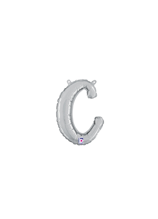 14in Betallic Air-Filled Silver Script Letter c Balloon - Joker Party Supply