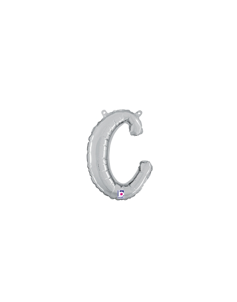 14in Betallic Air-Filled Silver Script Letter c Balloon - Joker Party Supply