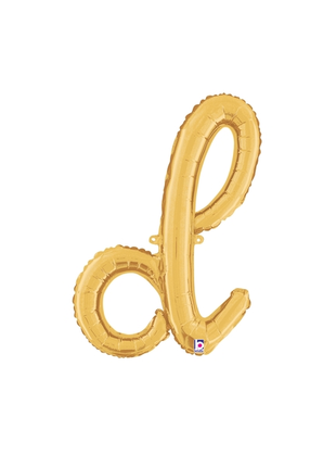 14in Betallic Air-Filled Gold Script Letter d Balloon - Joker Party Supply
