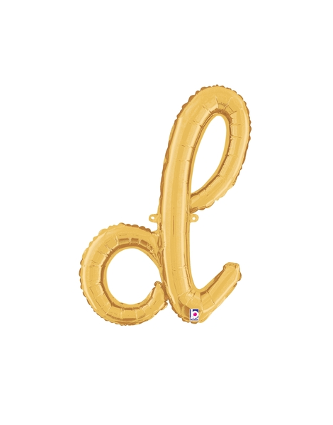 14in Betallic Air-Filled Gold Script Letter d Balloon - Joker Party Supply