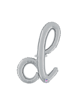 14in Betallic Air-Filled Silver Script Letter d Balloon - Joker Party Supply