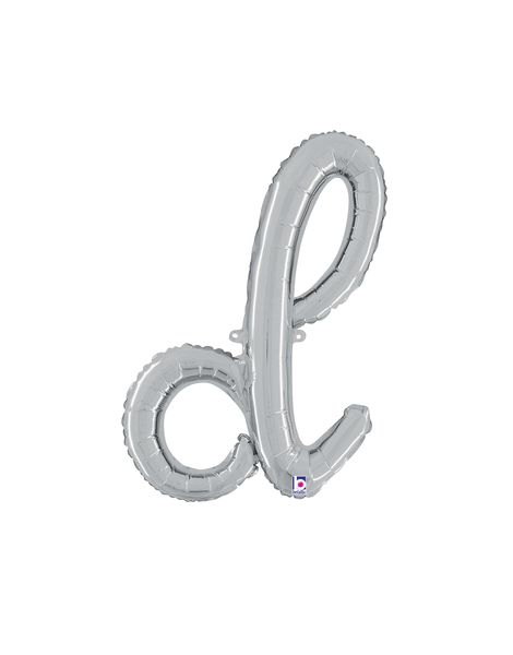14in Betallic Air-Filled Silver Script Letter d Balloon - Joker Party Supply
