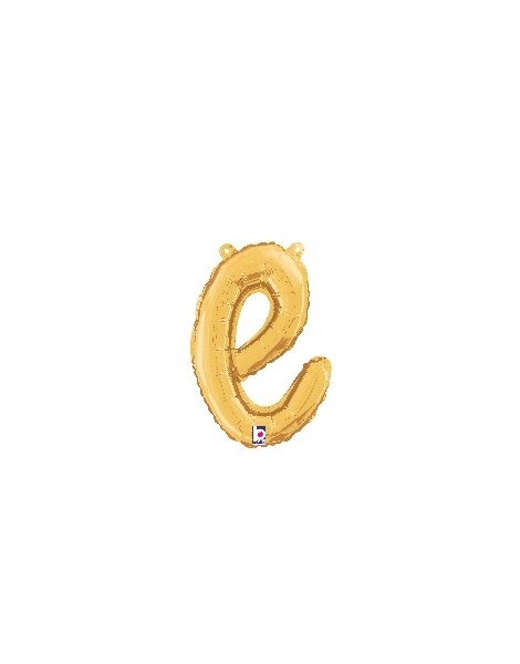 14in Betallic Air-Filled Gold Script Letter e Balloon - Joker Party Supply