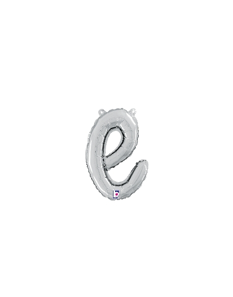 14in Betallic Air-Filled Silver Script Letter e Balloon - Joker Party Supply