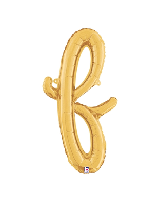 14in Betallic Air-Filled Gold Script Letter f Balloon - Joker Party Supply