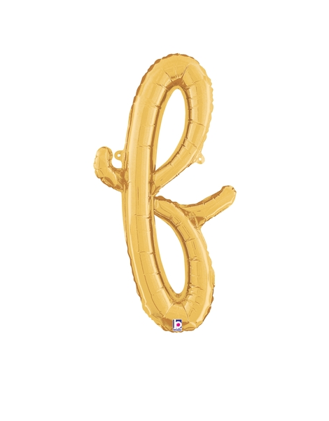 14in Betallic Air-Filled Gold Script Letter f Balloon - Joker Party Supply