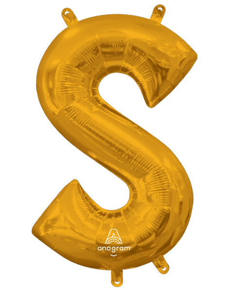 16in Anagram Air-Filled Gold Letter S Balloon - Joker Party Supply
