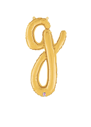 14in Betallic Air-Filled Gold Script Letter g Balloon - Joker Party Supply
