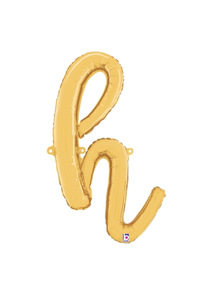 14in Betallic Air-Filled Gold Script Letter h Balloon - Joker Party Supply