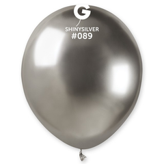 5in Gemar Shiny Silver Balloons 50ct #089 - Joker Party Supply