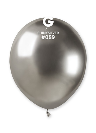 5in Gemar Shiny Silver Balloons 50ct #089 - Joker Party Supply