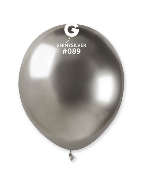 5in Gemar Shiny Silver Balloons 50ct #089 - Joker Party Supply