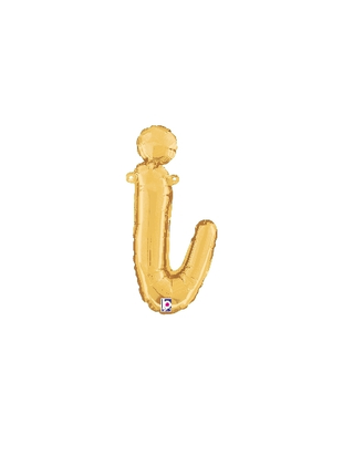 14in Betallic Air-Filled Gold Script Letter i Balloon - Joker Party Supply