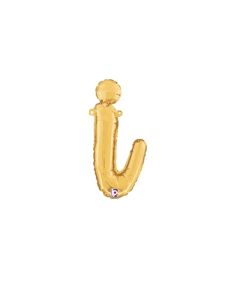 14in Betallic Air-Filled Gold Script Letter i Balloon - Joker Party Supply