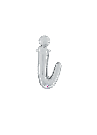 14in Betallic Air-Filled Silver Script Letter i Balloon - Joker Party Supply