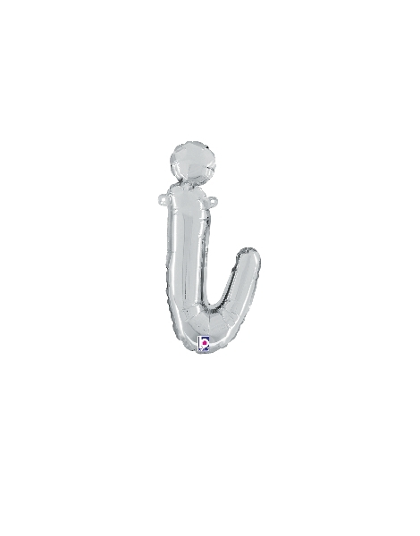 14in Betallic Air-Filled Silver Script Letter i Balloon - Joker Party Supply