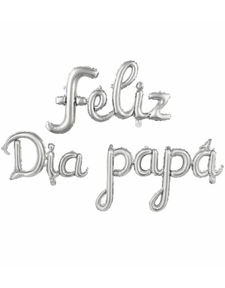 16in Party Silver Feliz Dia Papa Balloon Banner