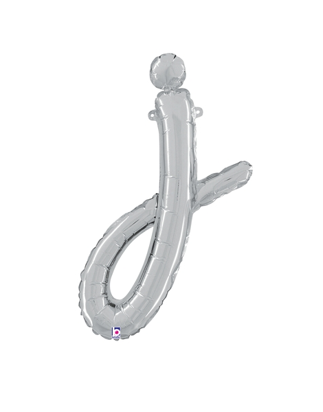 14in Betallic Air-Filled Silver Script Letter j Balloon - Joker Party Supply