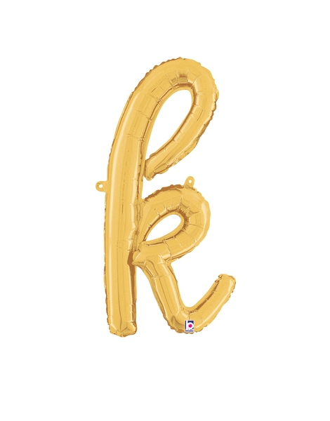 14in Betallic Air-Filled Gold Script Letter k Balloon - Joker Party Supply