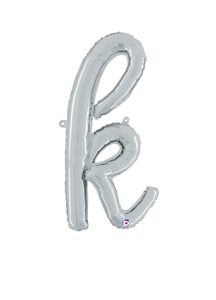 14in Betallic Air-Filled Silver Script Letter k Balloon - Joker Party Supply